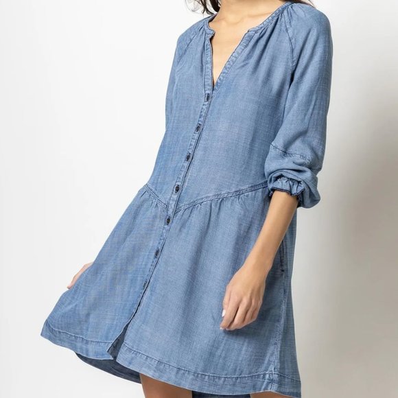 Lilla P Button Down Chambray Dress - Picture 1 of 8